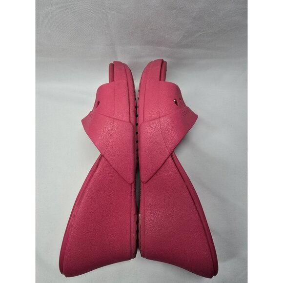 Crocs Womens Kadee Sandal Size 9 Hot Pink Slide Wedge Heel Mule Beach Pool Shoe - Picture 8 of 10